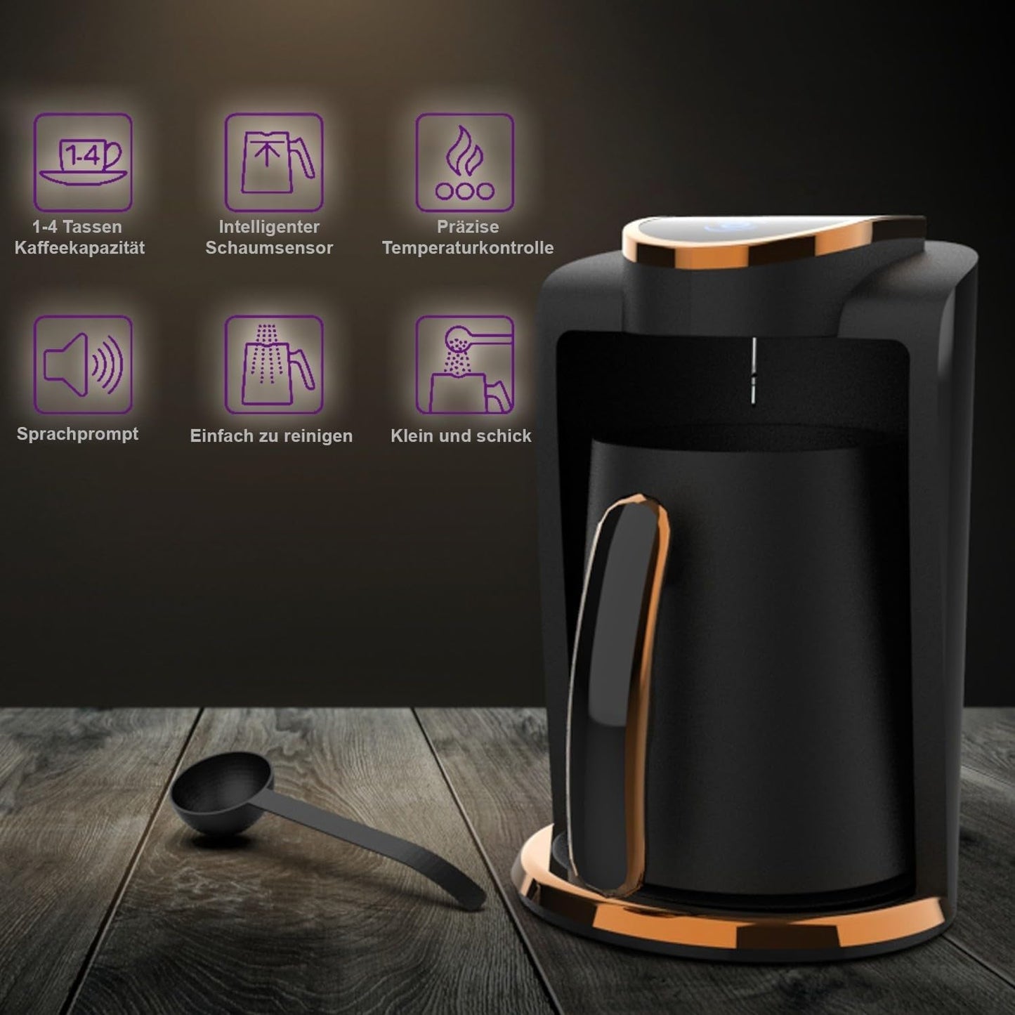 Turecká kavárna Inca | Türk Kahve Machines | 250 ml (1-4 šálky) | 400W | IKM-01 | Ochrana proti rozlití a varu bez vody | Topná deska z nerezové oceli | Automatické vypnutí | Pro perfektní tureckou kávu