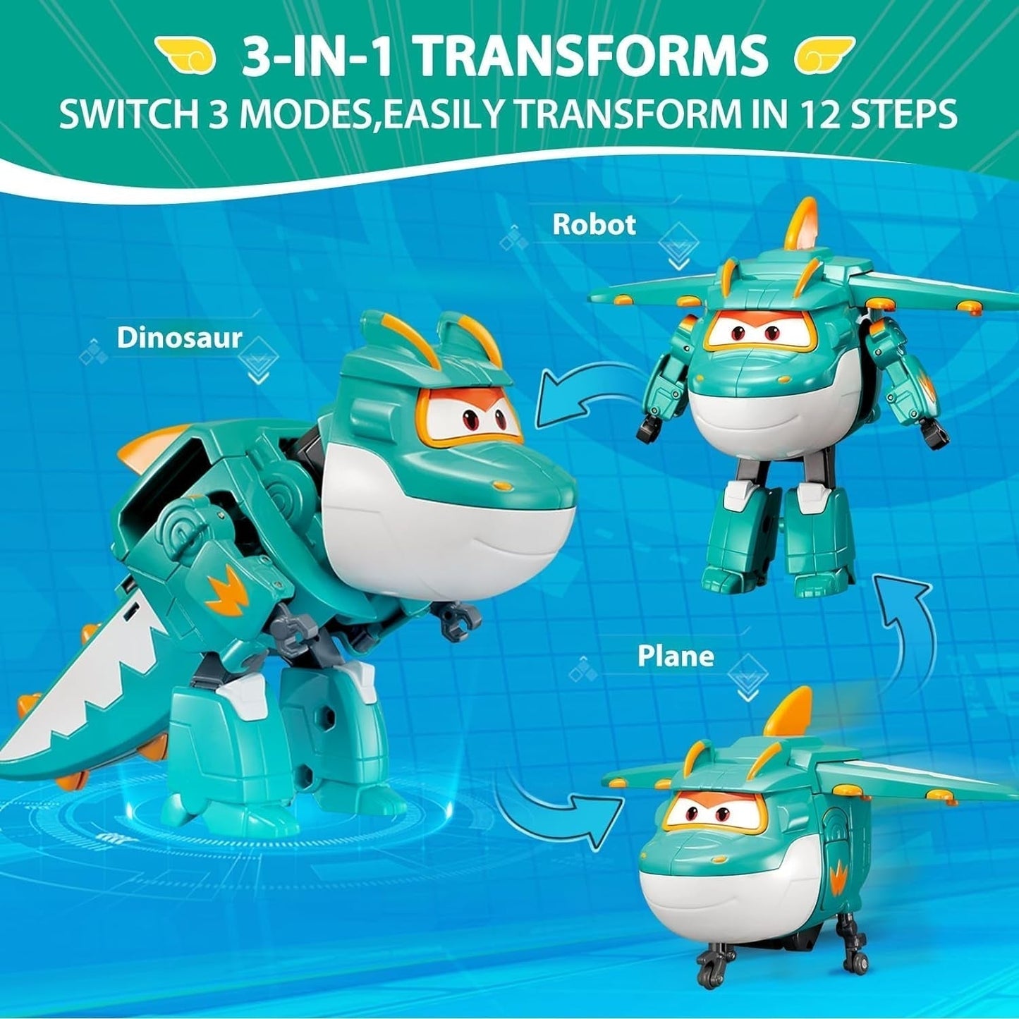 Super Wings 5" transformující postavy 2-balení Transformující přeplňovaný Jett + Tino Transformer Hračka pro chlapce a dívky Věk 3+ Červené akční figurky Naty Shop