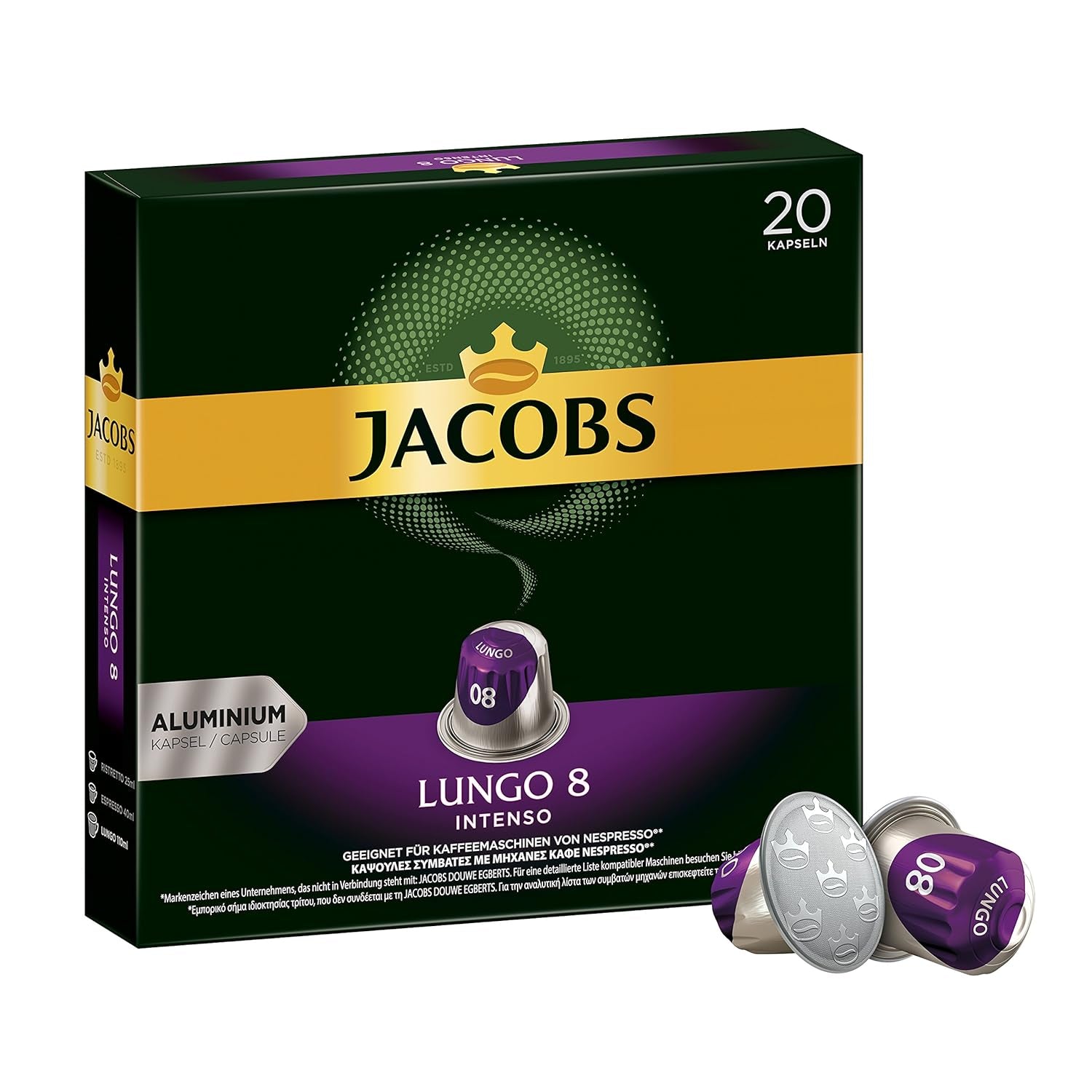 Jacobs Kaffeekapseln Guten Morgen XL Intense - 10er Pack (10 x 20 Getränke) & Kaffeekapseln Lungo Intenso, Intensität 8 von 12, 200 Nespresso®* kompatibilní Kapseln, 10 x 20 Getränke