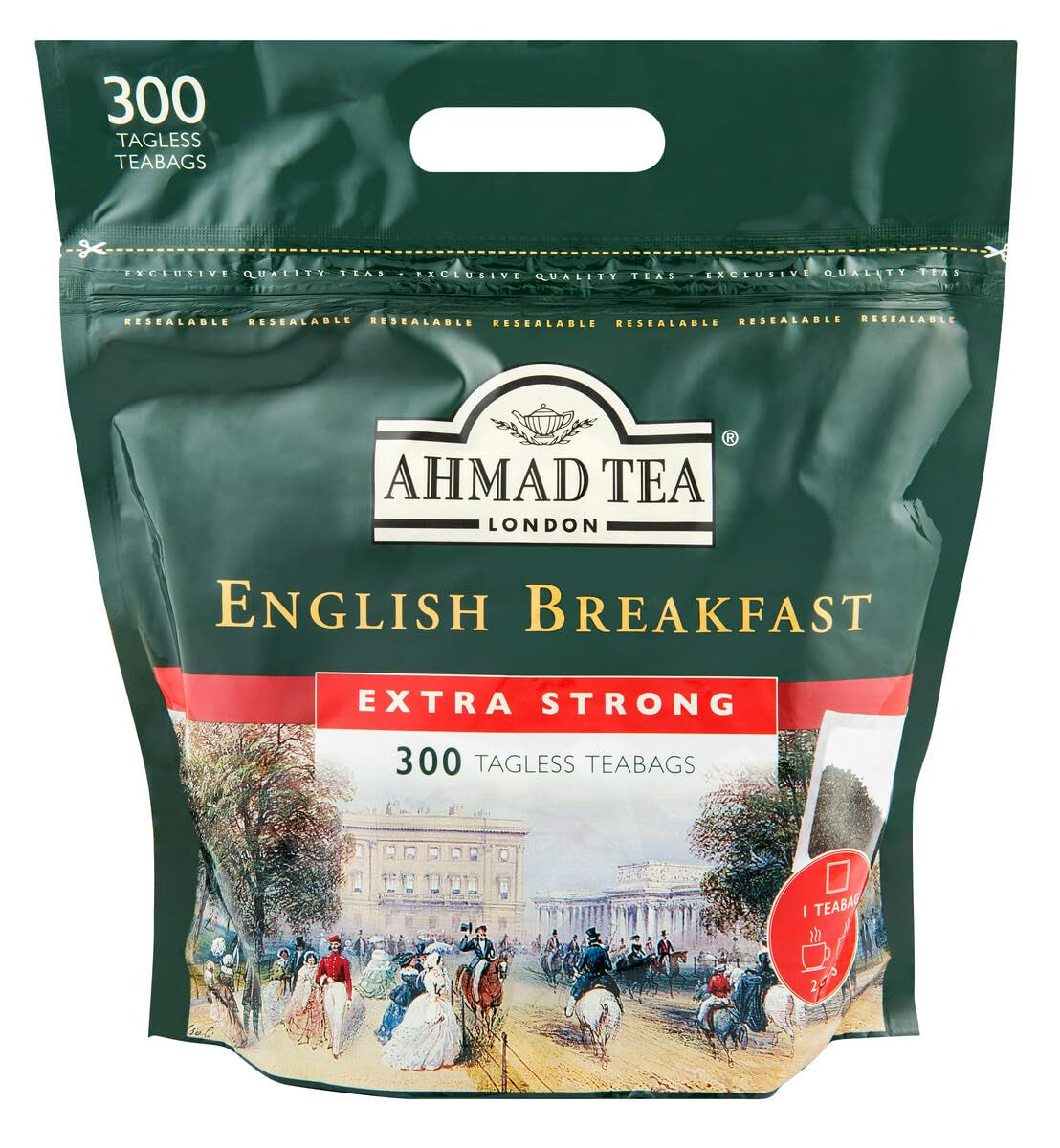 Ahmad Tea - Anglická snídaně - Black Breakfast Tea - Assam & Ceylon Tea - Anglické čajové sáčky bez pásku se 2 g čaje na porci - Velké balení 300 čajových sáčků (2 balení)