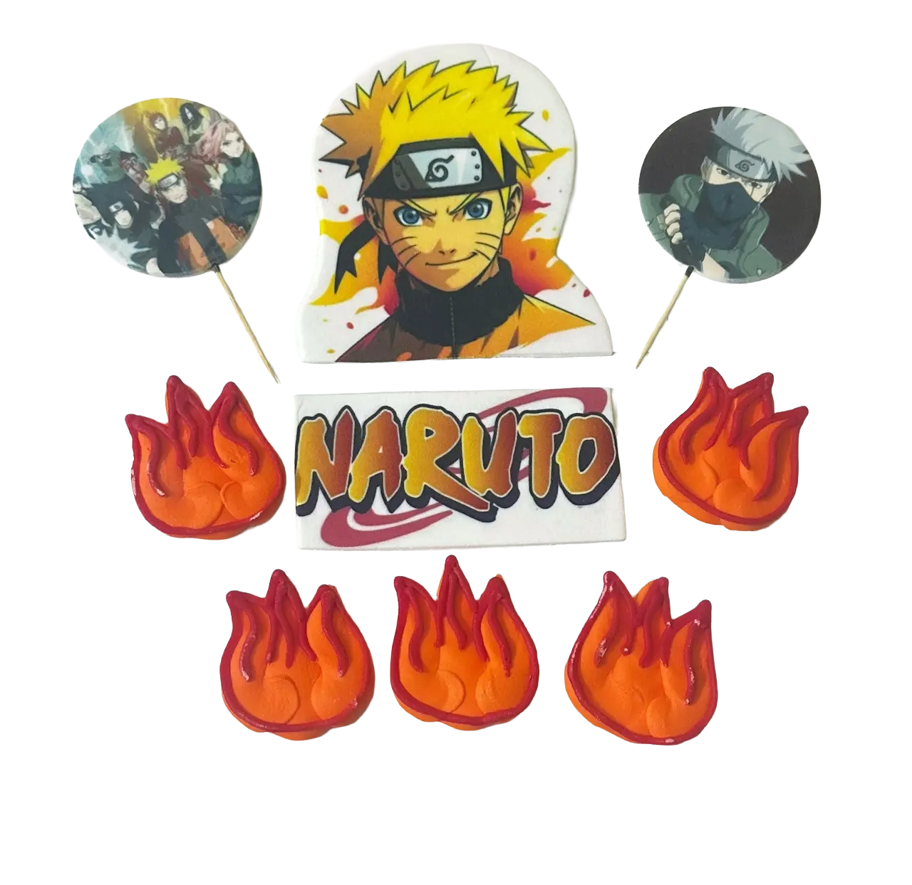 Sada jedlých dekorací Naruto – 9 prvků s motivy Naruto na zdobení dortů