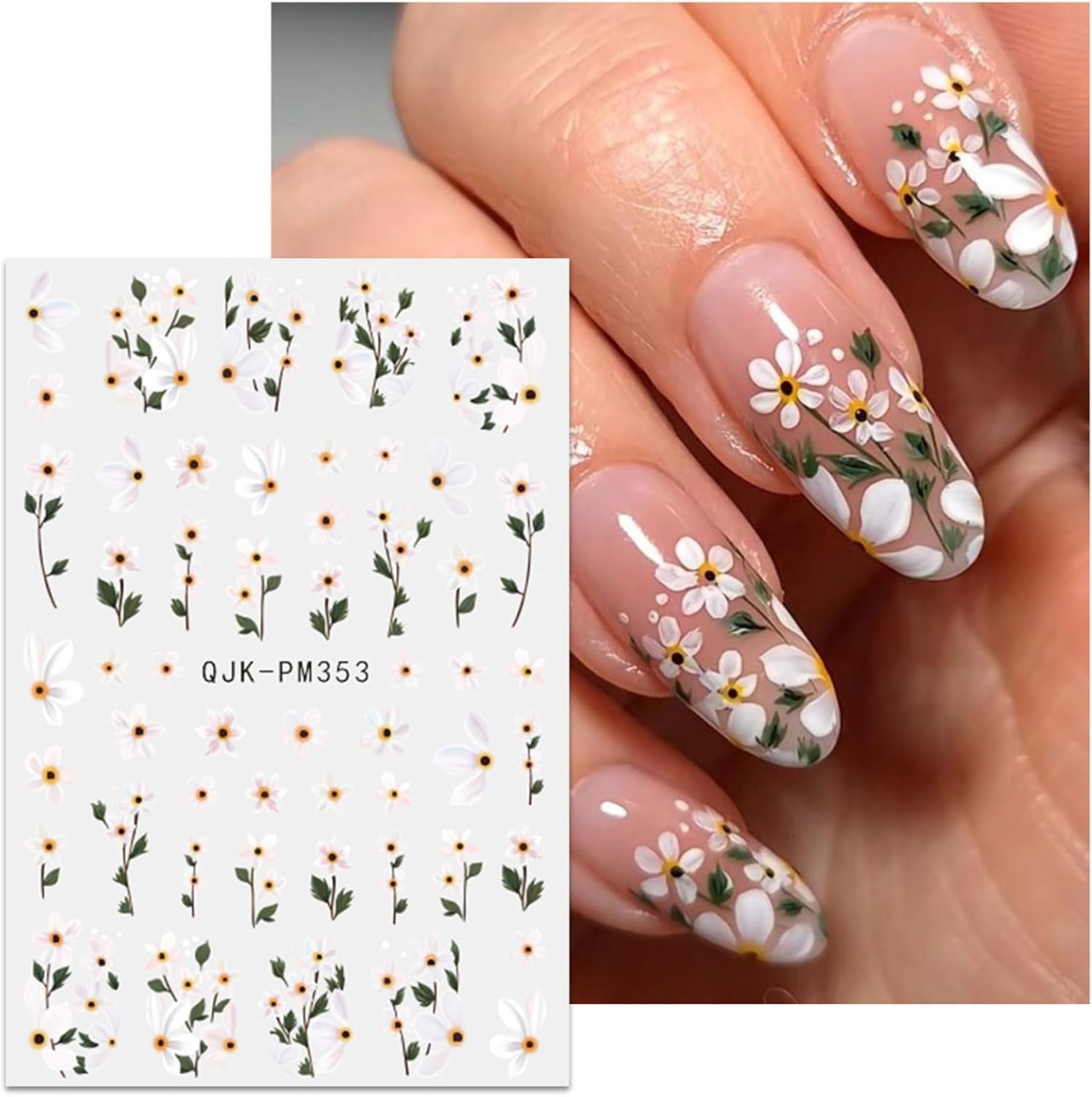 JMEOWIO Samolepka na nehty Bunte Blumen 9 Blatt Samolepka na nehty Selbtklebend Nagelaufkleber Frühling Letní Blumen Dekorace Nageldesign Zubehör