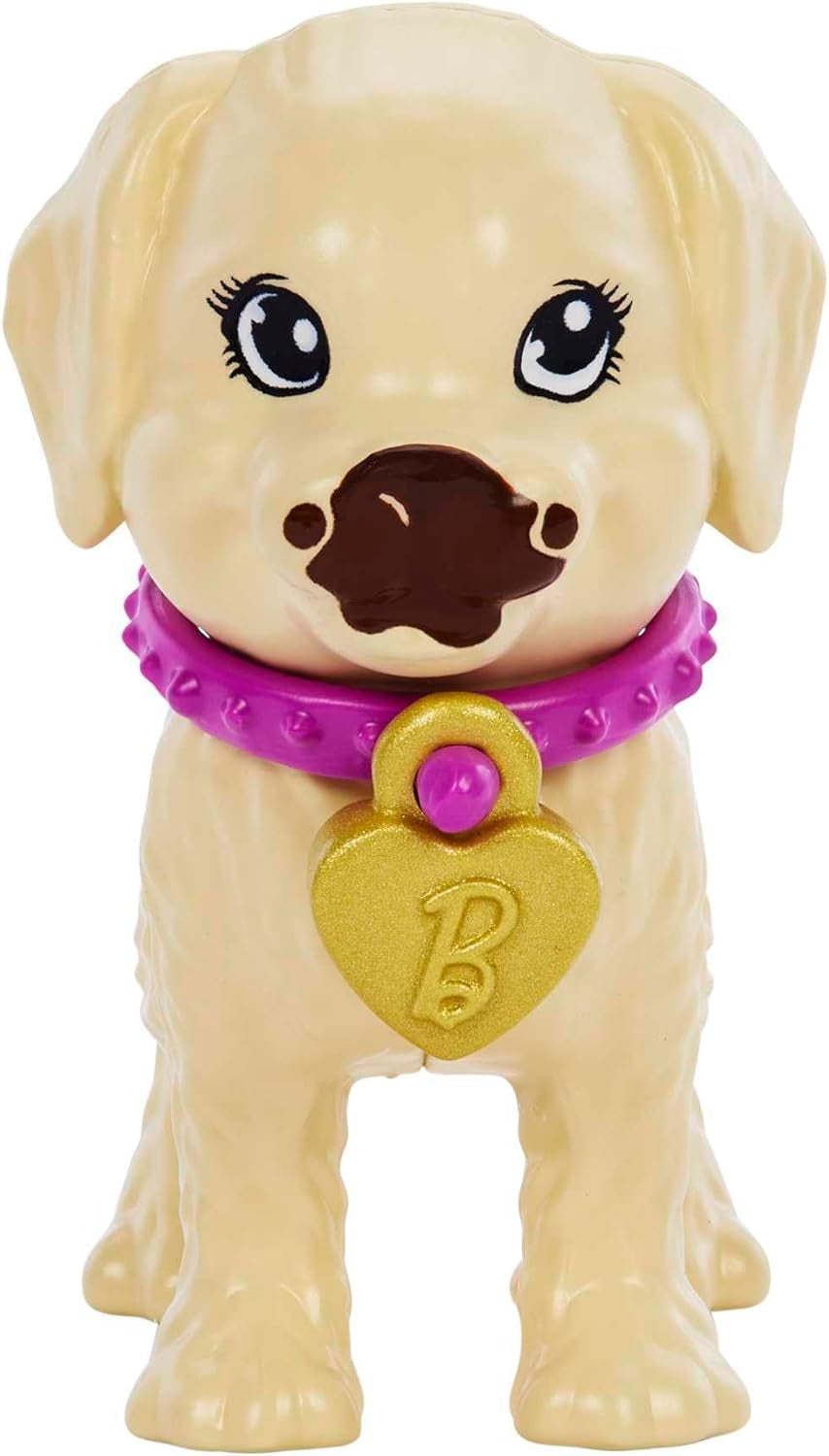 Adopční štěně Barbie - panenka a 2 štěňata, s adopčními certifikáty, efektem změny barvy, klecí a doplňky, pro děti od 3 let, 86 HKD
