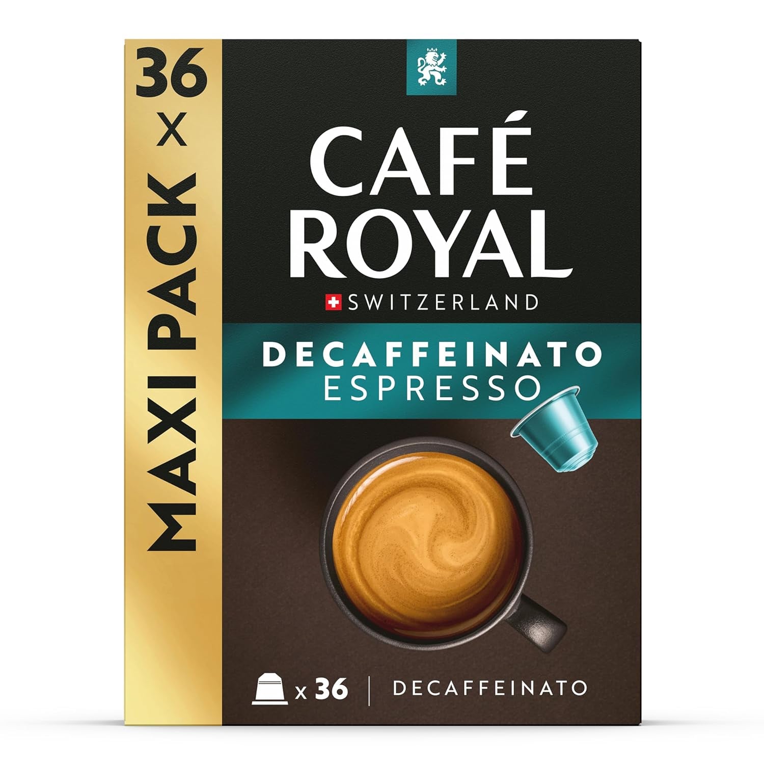 Café Royal Espresso Decaffeinato – kávové kapsle kompatibilní s Nespresso®, 100% Arabica, Intensität 6/12, Rainforest Alliance, bez kofeinu, 36 kapslí
