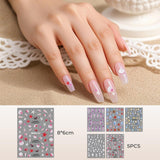 5ks 5D embosované samolepky na nehty Ocean Pattern Nail Charms Ocean Summer Samolepky na nehty Mušle Sea Animals Roztomilé samolepky na nehty Design Příslušenství