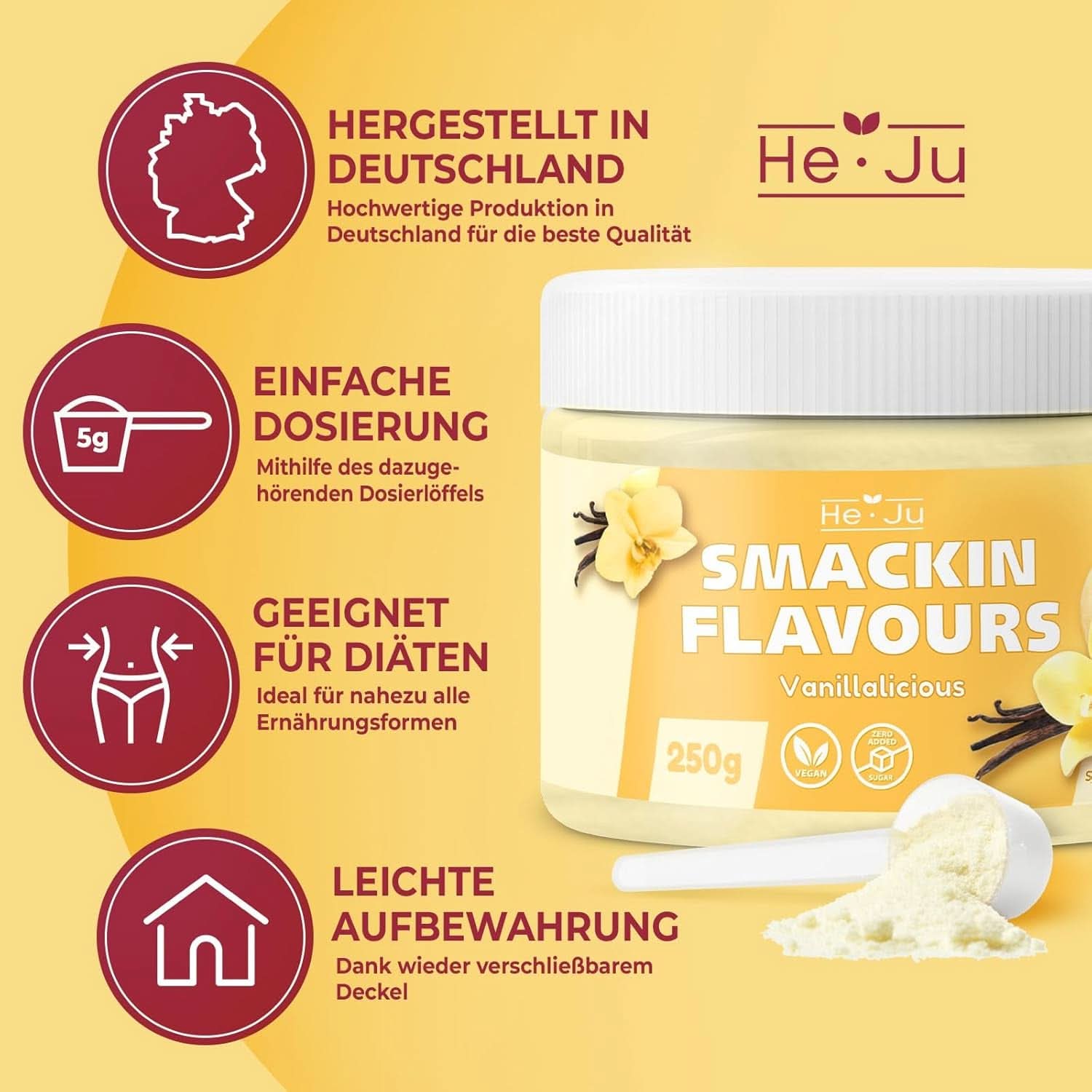 He-Ju, Prášek s vanilkovou příchutí, 250 gramů Aromas Naty Shop