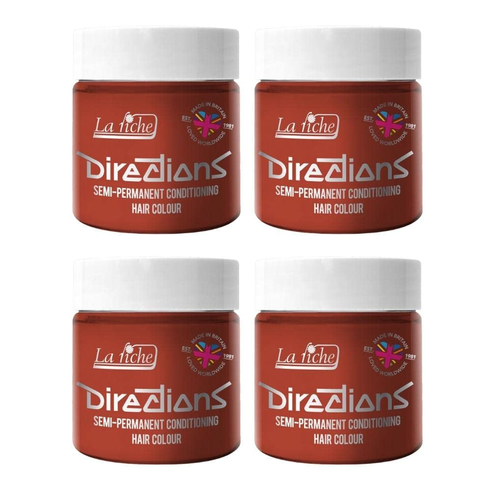 Directions semipermanentní barva na vlasy 100 ml krabička 4 balení (Pillarbox Red) Barva na vlasy Naty Shop Flame 100 Ml (balení 4 ks)