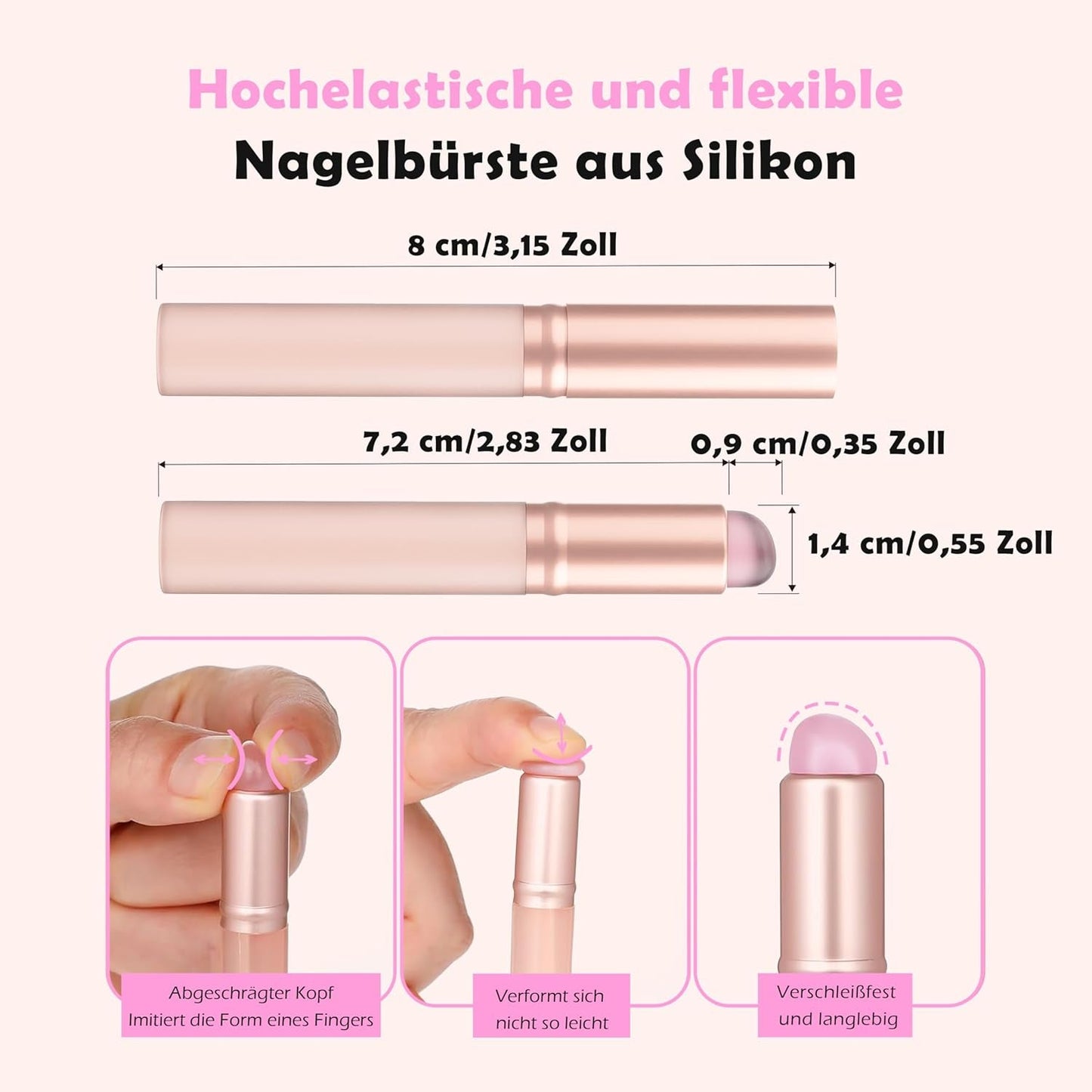 Aokitec 14 Stück Silikon Tool Nägel Pinsel Für Gel Naillack UV, Wiederwendbare Gel Pinsel Für UV Naillack Chrome Nail Powder, Nail Art Zubehör Für Ombre Blush Mirror Effekt, Nägel Selber Machen