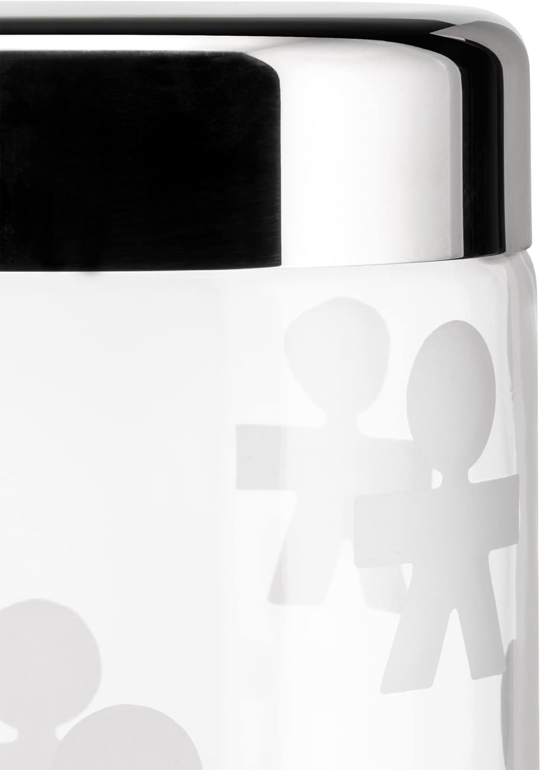 Alessi AKK37 GIROTONDO Skleněná kuchyňská dóza s potiskem a utěsněným nerezovým víčkem, L 21,6 cm, V 10,5 cm Dózy na potraviny Naty Shop