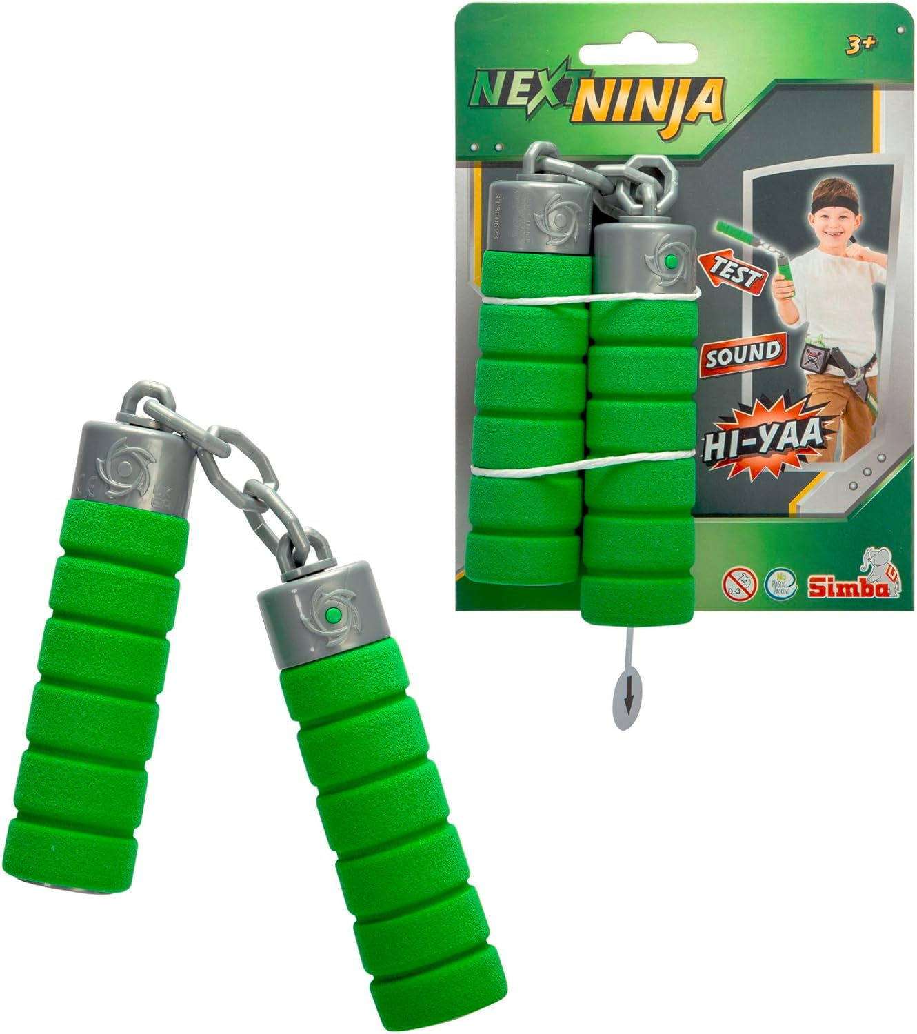Další Ninja Nunchaku, zvuk, rukojeť obalená měkkým materiálem, 13 cm, role play, od 3 let, zelená Akční figurky Naty Shop