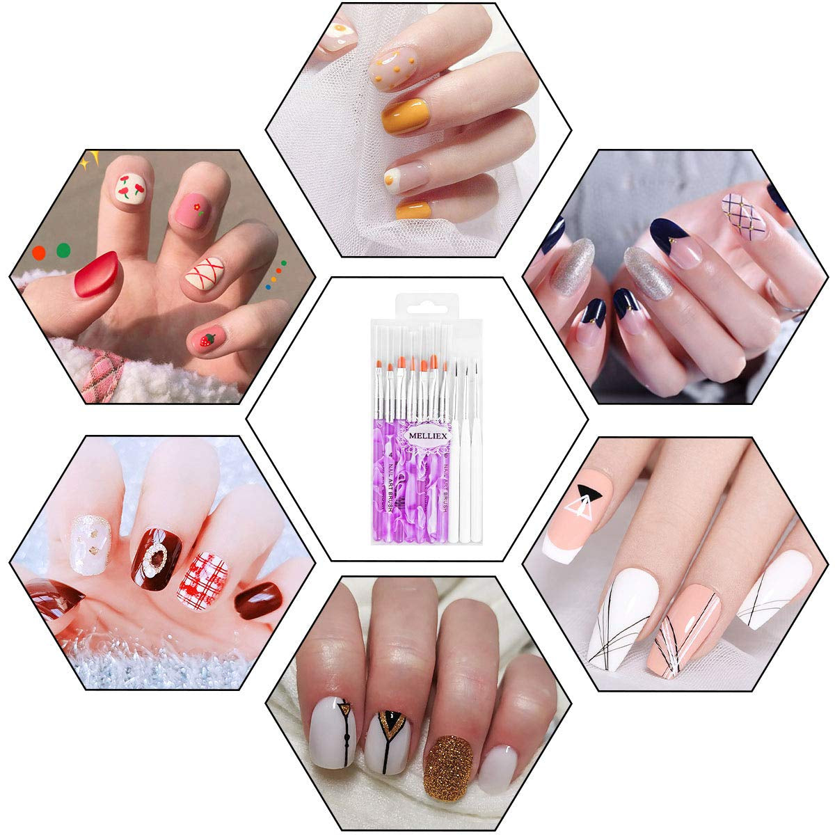 Set Pinsel Pinsel, 10-ti teilig Gelnägel Pinsel Nagellackstift Acrylpinsel Für UV Gel Nägel Acrylfingernägel Nailart Maniküre Nageldesign Zubehör
