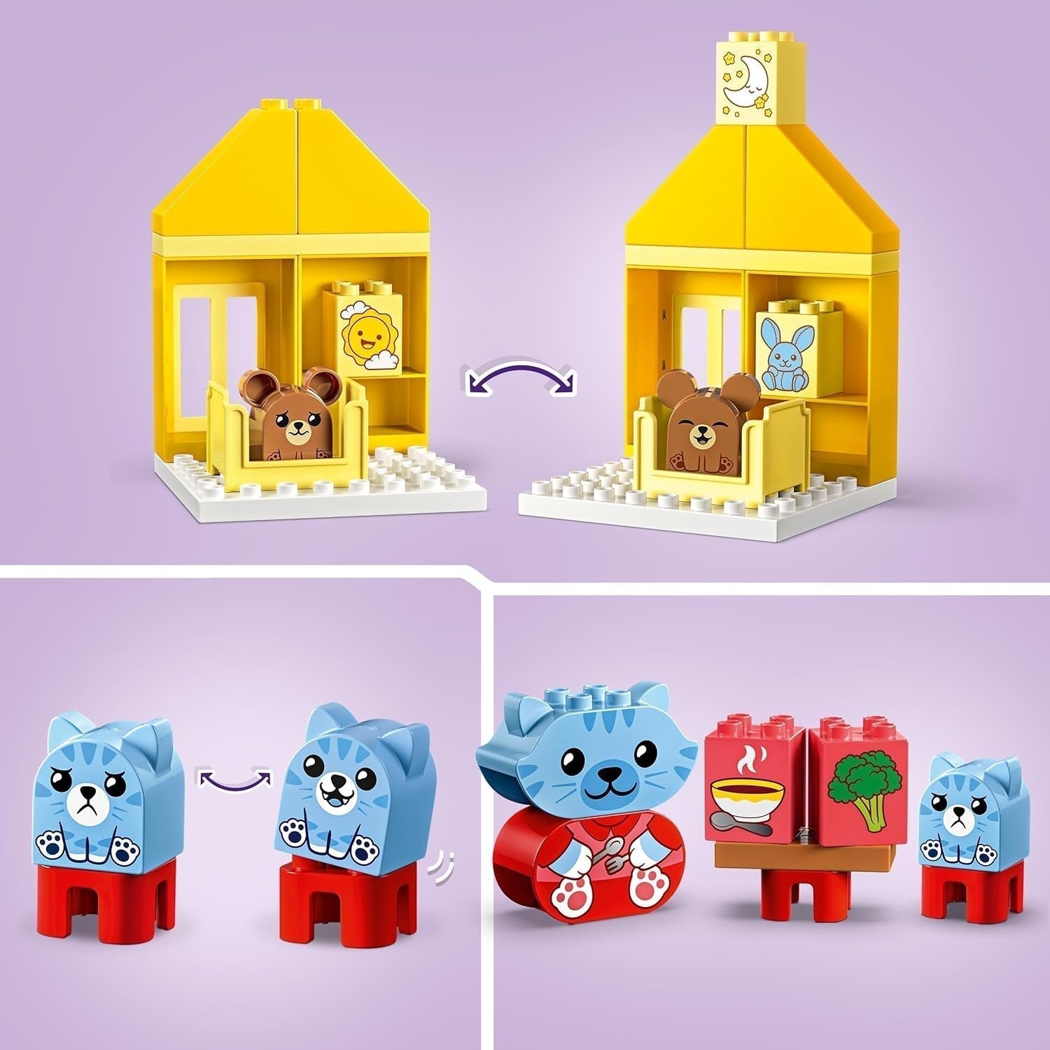 LEGO DUPLO Everyday Routines: Jídlo a spaní, výuková hračka pro batolata na podporu sociálního a emocionálního rozvoje, se 4 figurkami zvířat, dárek pro děti od 18 měsíců 10414 Stavebnice Besuche den LEGO-Store