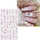 JMEOWIO 3D Nálepka na nehty Blumen Nálepka na nehty Selbstklebend Nagelaufkleber 5D Stereoskopické jarní letní dekorace Nageldesign Zubehör 4 Blatt