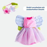 Oblečení kouzelné panenky HABA Fairy - 2dílná sada pro 18 měsíců a panenky (30 cm) - Tylové šaty s křídly, květinový pásek do vlasů v ceně - 1306243001