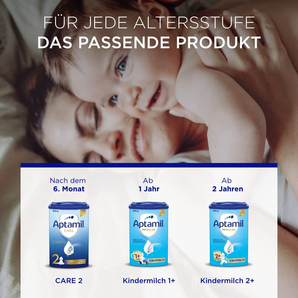 Aptamil Care 2 - Pokračovací mléko po 6 měsících, s Omega 3 a 6, DHA a ARA, bez palmového oleje, dětská výživa, sušené mléko, 1 x 800 g (balení 3 ks)