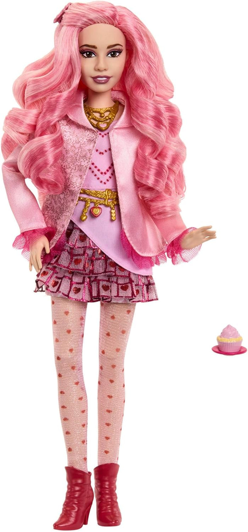 Mattel Disney Descendants: The Rise of Red Modepuppe a příslušenství – Bridget, mladý Herzkönigin, mit vom Filmový inspirátor Kleidung und Cupcake, HWT91