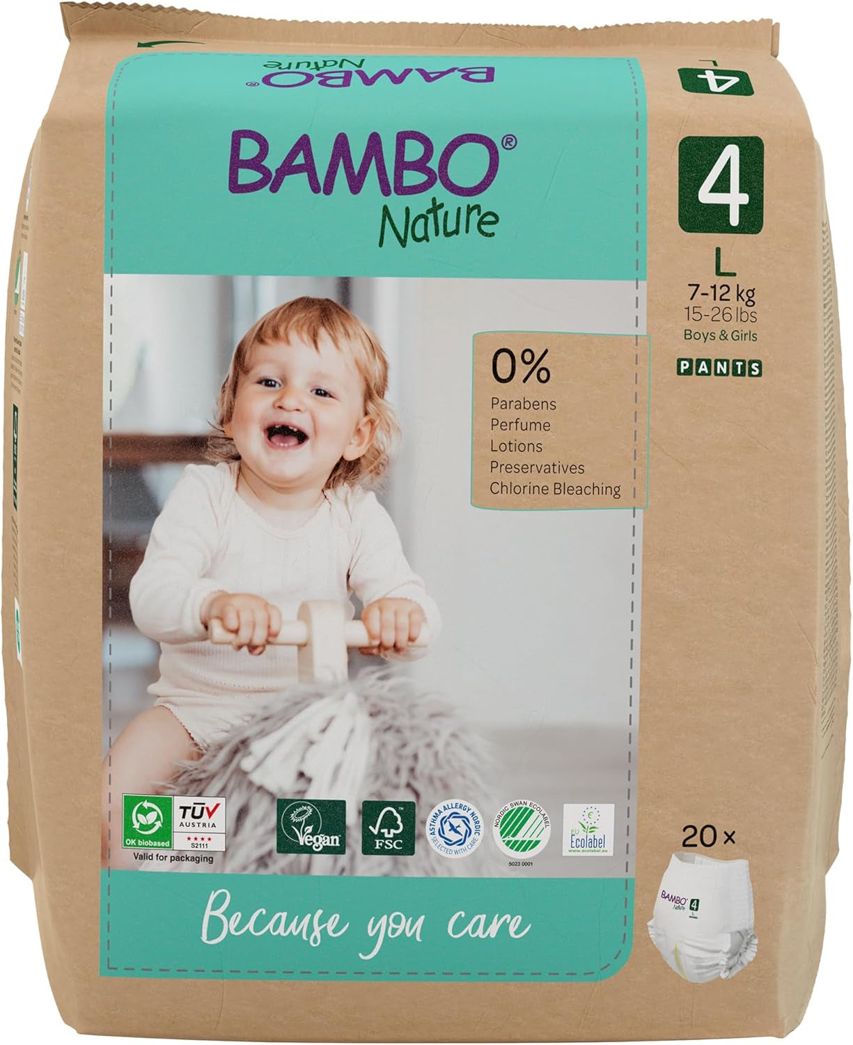 Dětské plenky Bambo Nature, velikost 6 (15+ kg) - měsíční balení 90 | Kojenecké plenky se zlepšenou ochranou proti protečení | Maximální pohodlí a volnost pro aktivní děti | Dermatologicky testované plenky