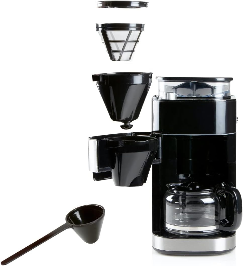Kávovar DOMO DO721K "Grind and Brew" - Funkce Bean-to-Cup - LCD displej - Pro mletou kávu nebo celá zrna - 1,5 l