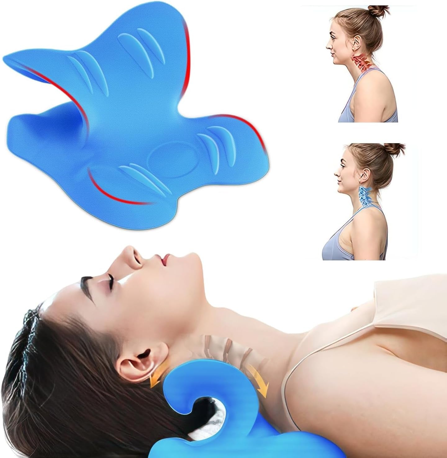 Neck Stretcher 2.0, Cloudy Neck Lefaya Neck Stretcher Ortopedic Test Winner Neck Stretcher k úlevě od bolesti šíje Prémiový krční hrb Krk Cloud Korekce držení těla (modrá) Cervikální ortopedické polštáře Naty Shop Výchozí název
