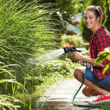 Relaxdays Spirálová hadice Prodloužitelná až na 10 m Flexibilní zahradní hadice s rozprašovačem vody 7 stříkacích vzorů Černá