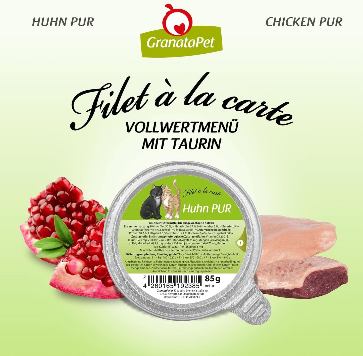 GranataPet Filet à la carte Chicken PURE, mokré krmivo pro kočky, kousky filé bez obilovin, krmivo pro kočky bez přidaného cukru, vysoký obsah masa, 6 x 85 g