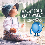 Spumă delicată PopoLino Baby pentru fund, în loc de șervețele umede pentru bebeluși. Spumă de curățare cosmetică vegană și naturală! Spumă pentru fund cu aloe vera, hamamelis, bergamotă și vitamina E. Face fundurile și mediul înconjurător fericite.