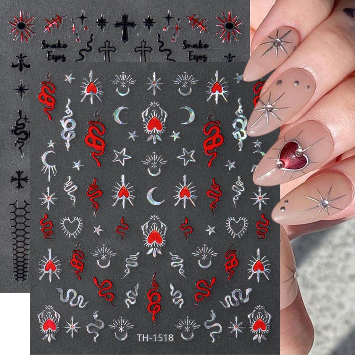 JMEOWIO Nálepka na nehty Mond Stern 10 Blatt Nálepka na nehty Selbtklebend Nagelaufkleber Dekoration Nageldesign Zubehör