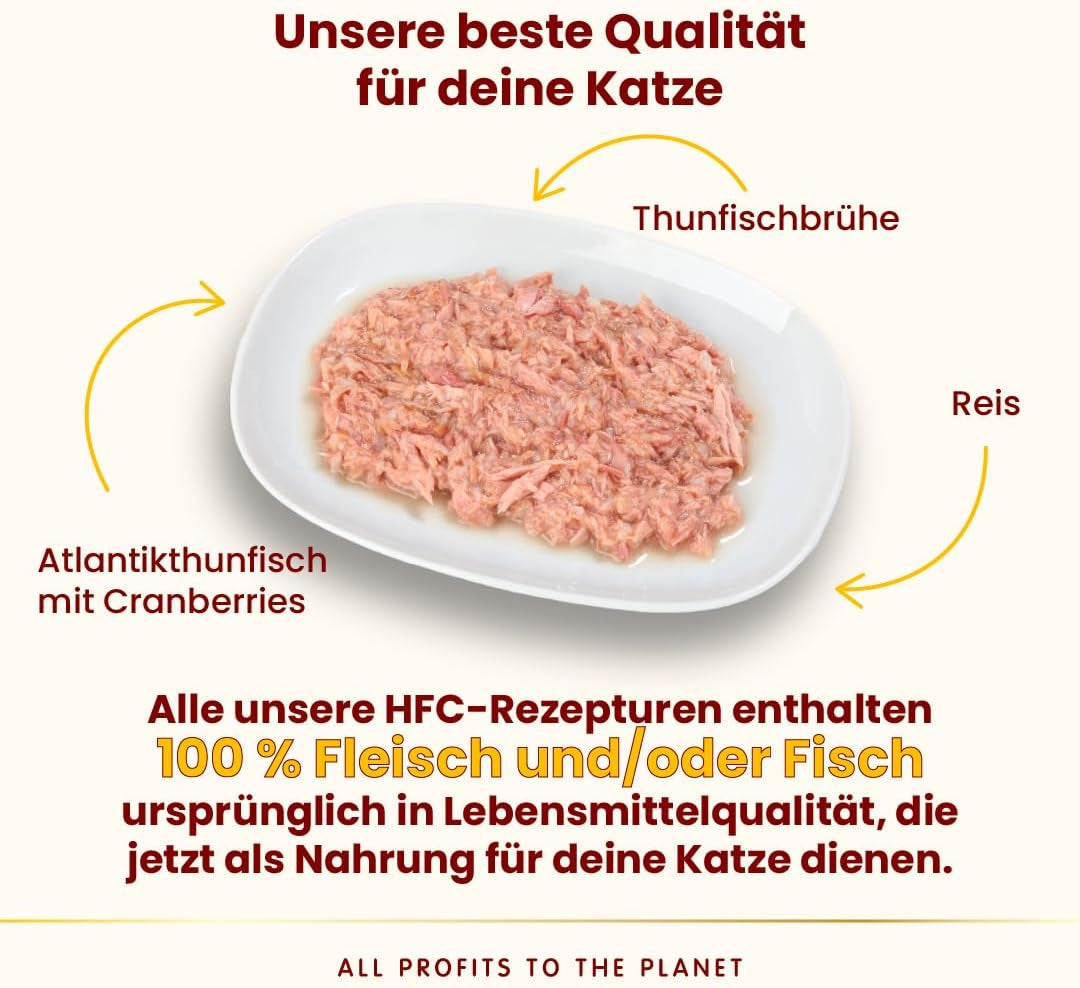 Almo Nature HFC Urinary Help - Nassfutter für Katzen - Unterstützung für die Harnwege - Atlantischer Tunfisch & Cranberries - Human Grade, Monoprotein, Glutenfrei - 24x50g