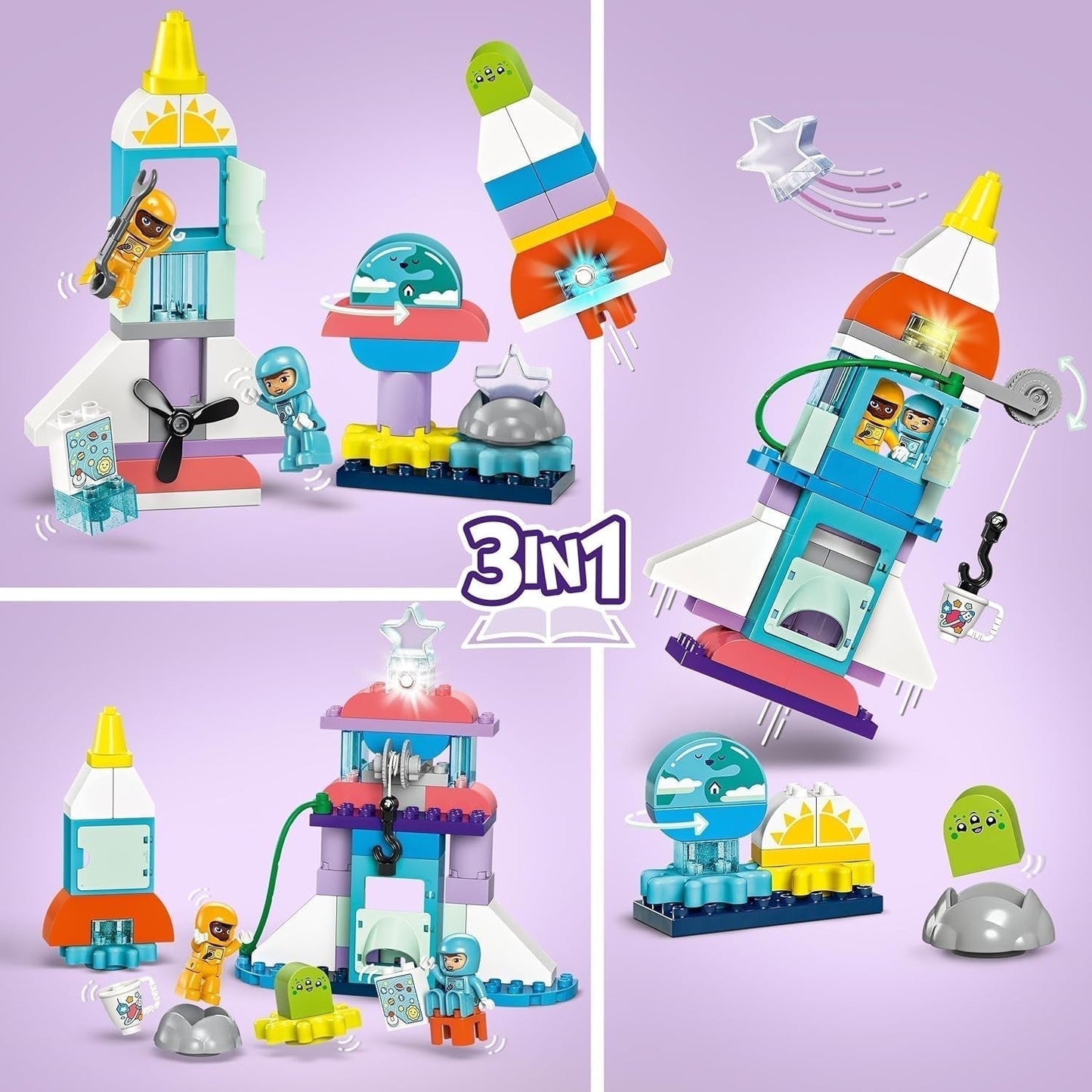Raketoplán LEGO DUPLO 3 v 1 Spousta dobrodružných vesmírných sad Hračka s raketou pro děti Stavební vědecká hračka Dárek pro motorické dovednosti pro raný vývoj pro 3 roky 10 422 stavebnic Beuche den LEGO-Store
