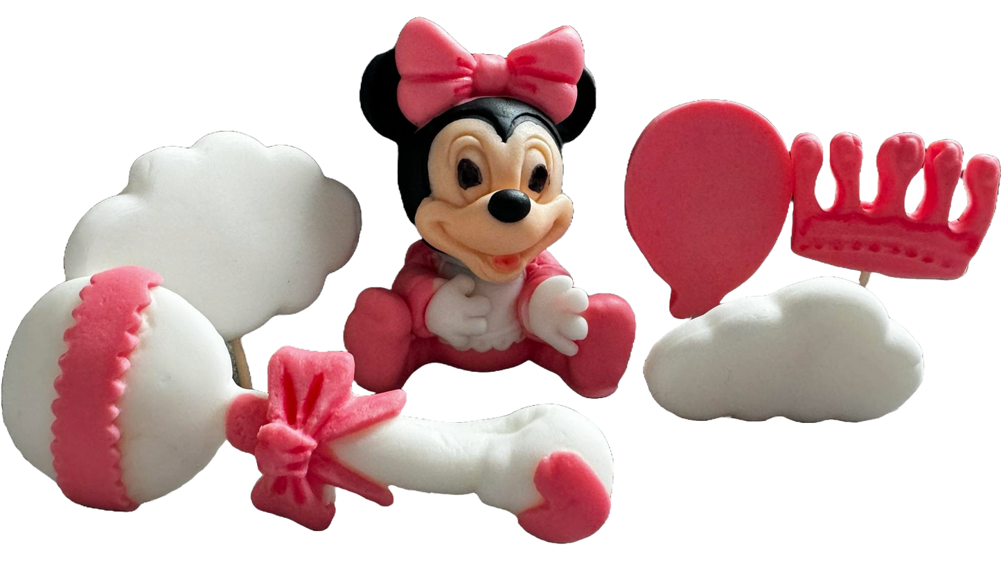 Sada 6 jedlých cukrových dekorací, Minnie Mouse Sugar Paste Decorations Naty Shop