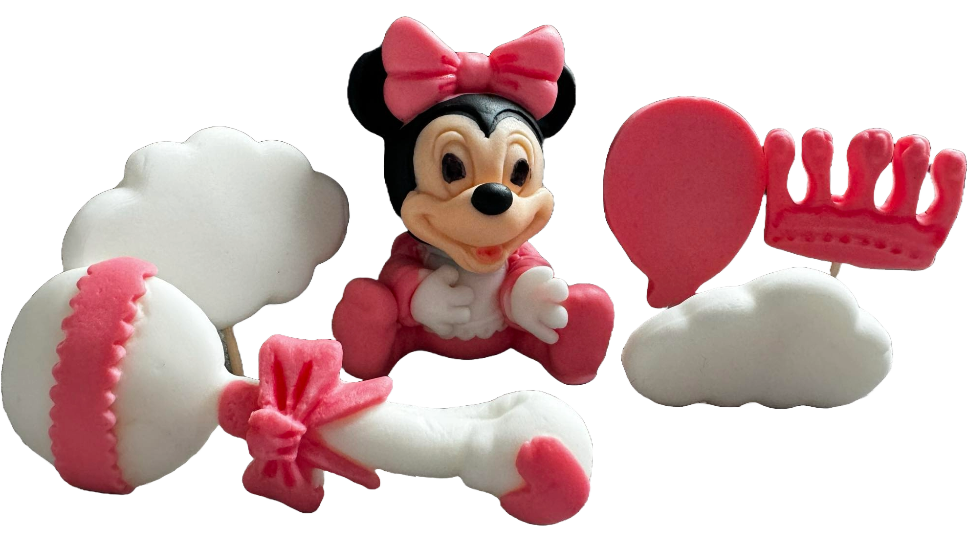 Sada 6 jedlých cukrových dekorací, Minnie Mouse Sugar Paste Decorations Naty Shop