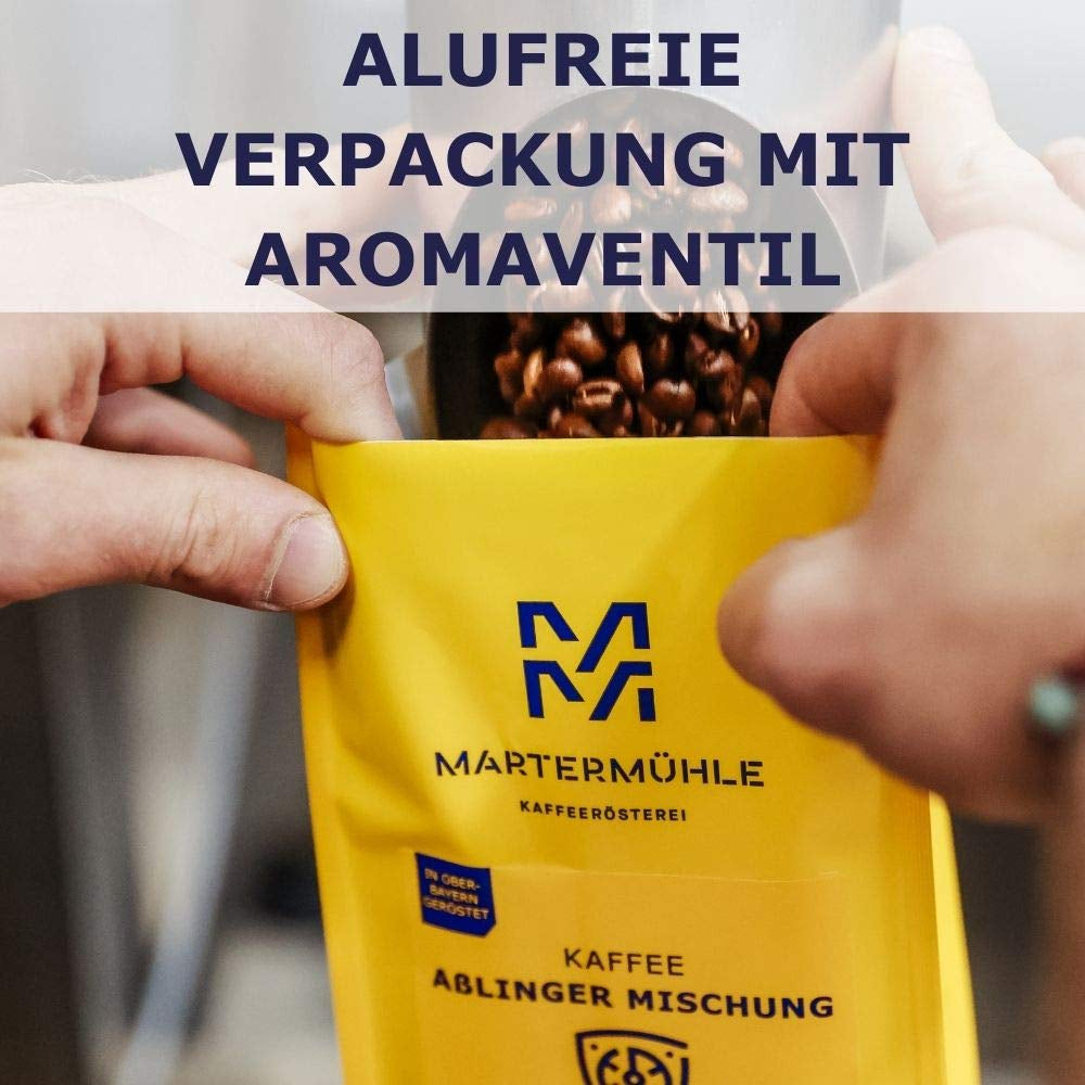 Martermühle Strong Espresso Cream 500g | Arabica/Robusta | Příchutě: Tmavé kakao, lískový ořech | Světle pražená celá zrna espressa, nízká kyselost