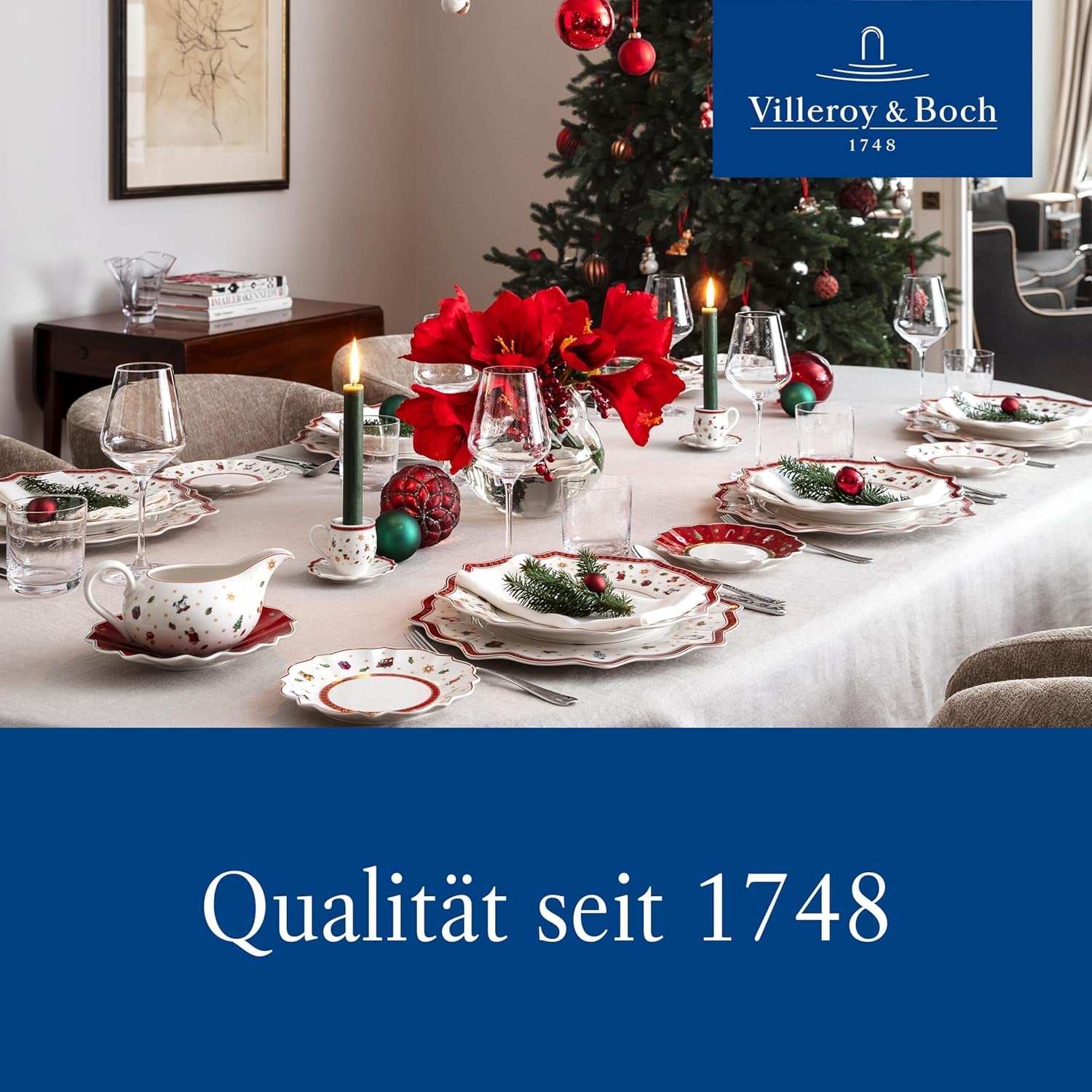Villeroy & Boch - Toy's Delight Snídaňová sada pro 2, Lokomotiva, 6 kusů, Barevné, Vánoční, Sada nádobí s talíři, šálky a misky ke snídani, Vánoční nádobí, Prémiový porcelán
