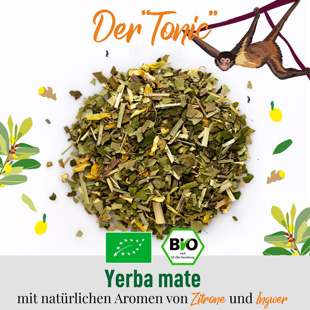 ORIGEENS BIO YERBA MATE S CITRONEM A ZÁZVOREM 200 G - Energizující čaj I Organický čaj Yerba Maté, nepražený, listy, bez stonků a prachu