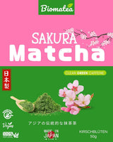 Sakura Matcha Tea 50g - Ceremoniální třída z Japonska - Prémiový zelený čaj s práškem z květů sakury - První sklizeň, mletý kámen, Vegan, bez přísad