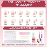 360ks Gradient Ballerina False Nails Set, růžová bílá Gradient nalepovací umělé nehty s 2ks tužky na nehty, střední umělé nehty Ombre pro ženy DIY