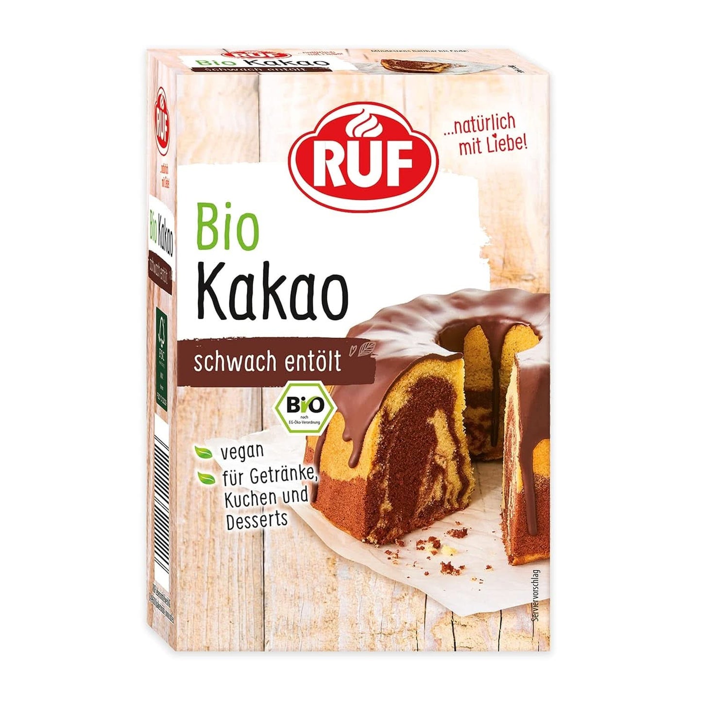 RUF kakaový prášek v bio kvalitě, 125 gramů kakaa a horké čokolády Naty Shop kakaový prášek 125 gramů