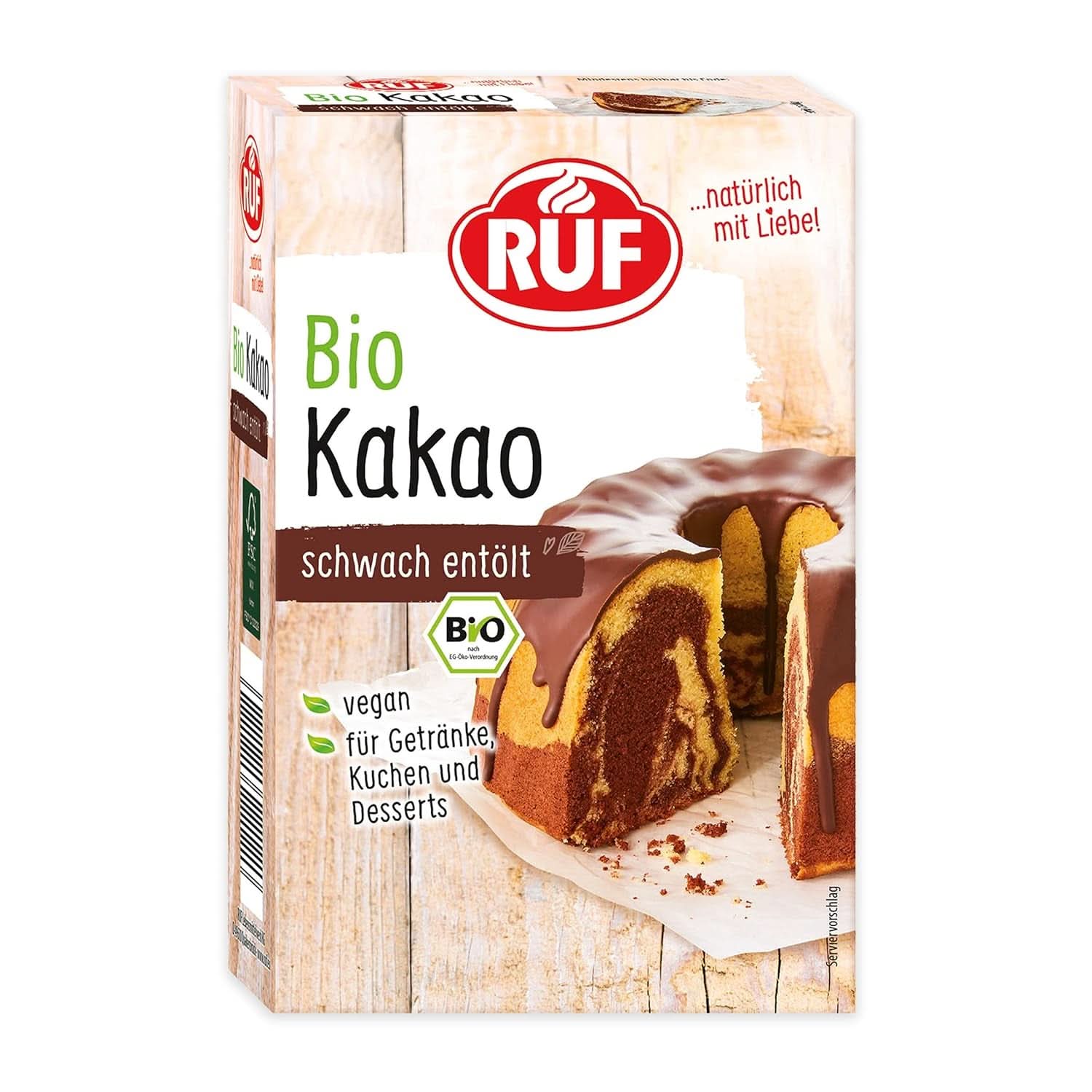 RUF kakaový prášek v bio kvalitě, 125 gramů kakaa a horké čokolády Naty Shop kakaový prášek 125 gramů