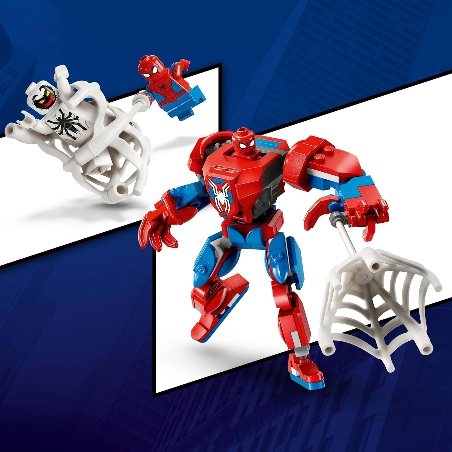 LEGO Marvel Spider-Man Mech vs. Anti-Venom - Superhrdinská hračka se 2 minifigurkami - Akční figurka s pohyblivými pažemi, nohama a prsty - Dárek pro chlapce a dívky Věk 6+ 76308 Stavebnice Besuche den LEGO-Store