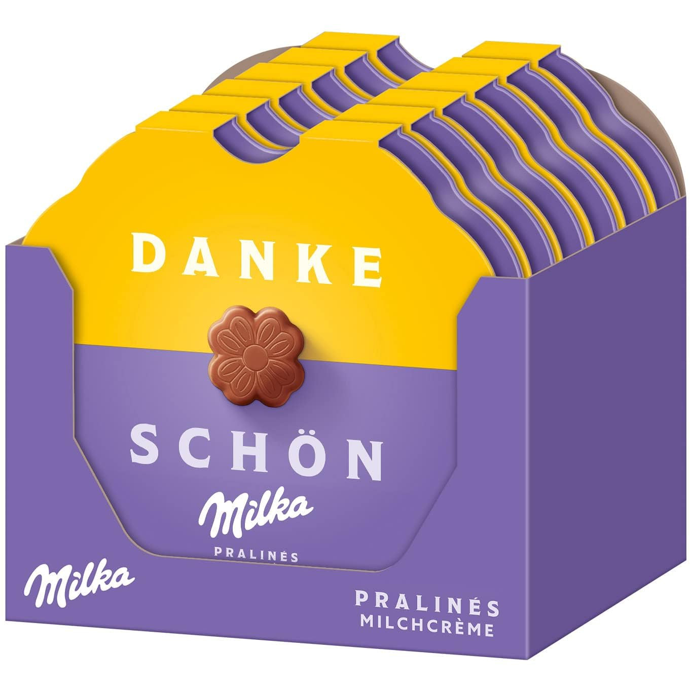 Pralinka Milka Little Thank You – Čokoláda z alpského mléka s jemnou mléčnou krémovou náplní – 12 x 44g