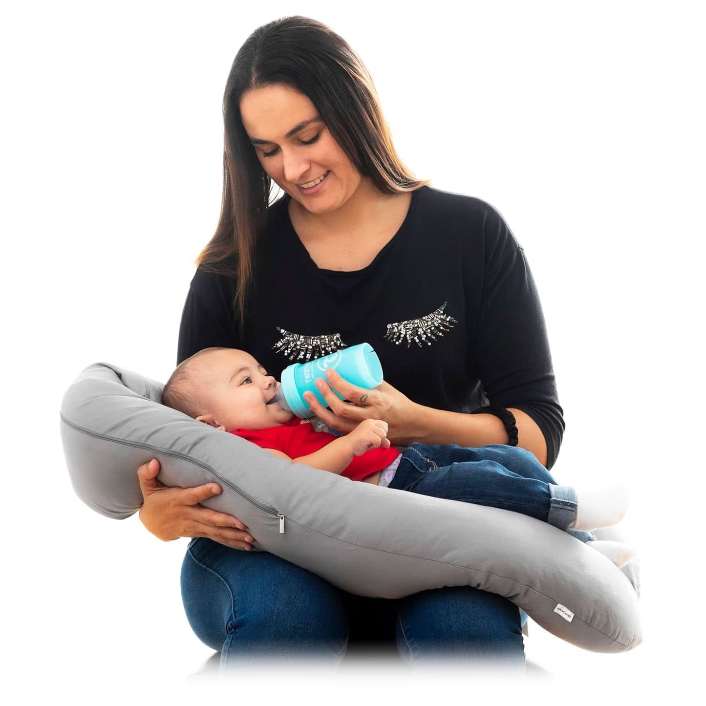 Innovagoods - Multifunkční kojící polštář, Ergonomický design pro relaxaci matky a dítěte, Nastavitelný do různých poloh, Pratelný, Barevný, Polybavlna Příslušenství Jídlo a kojení Baby Naty Shop