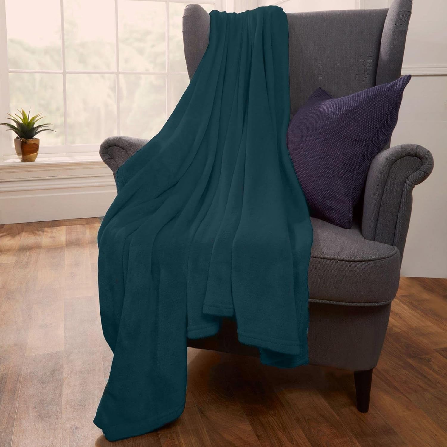 Brentford's Ultra Soft Fleece přehoz, stříbrně šedý, velký dvojitý - 150 X 200 cm Postele a přikrývky Beuche den Brentfords-Store Zelená Modrá 120 X 150 cm