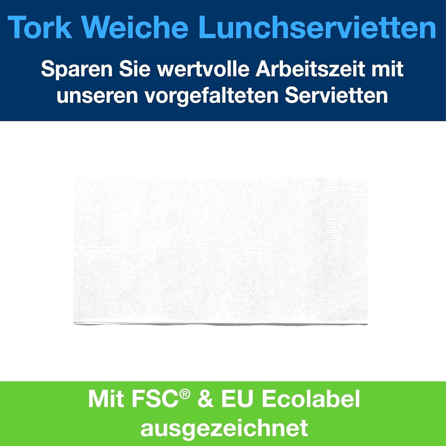 Tork Soft Lunch Ubrousek bílý, 1/8 složený, 3 vrstvy, 33 cm × 33 cm, 150 ubrousků, 477416