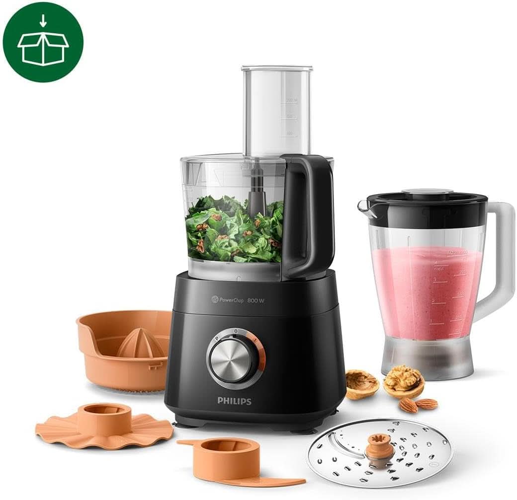 Philips Kompakte Küchenmaschine – 850 W, 31 funkcí, 2,1-litrový pohon, Powerchop, Edelstahlklinge (HR7530/10) Kitchen Naty Shop