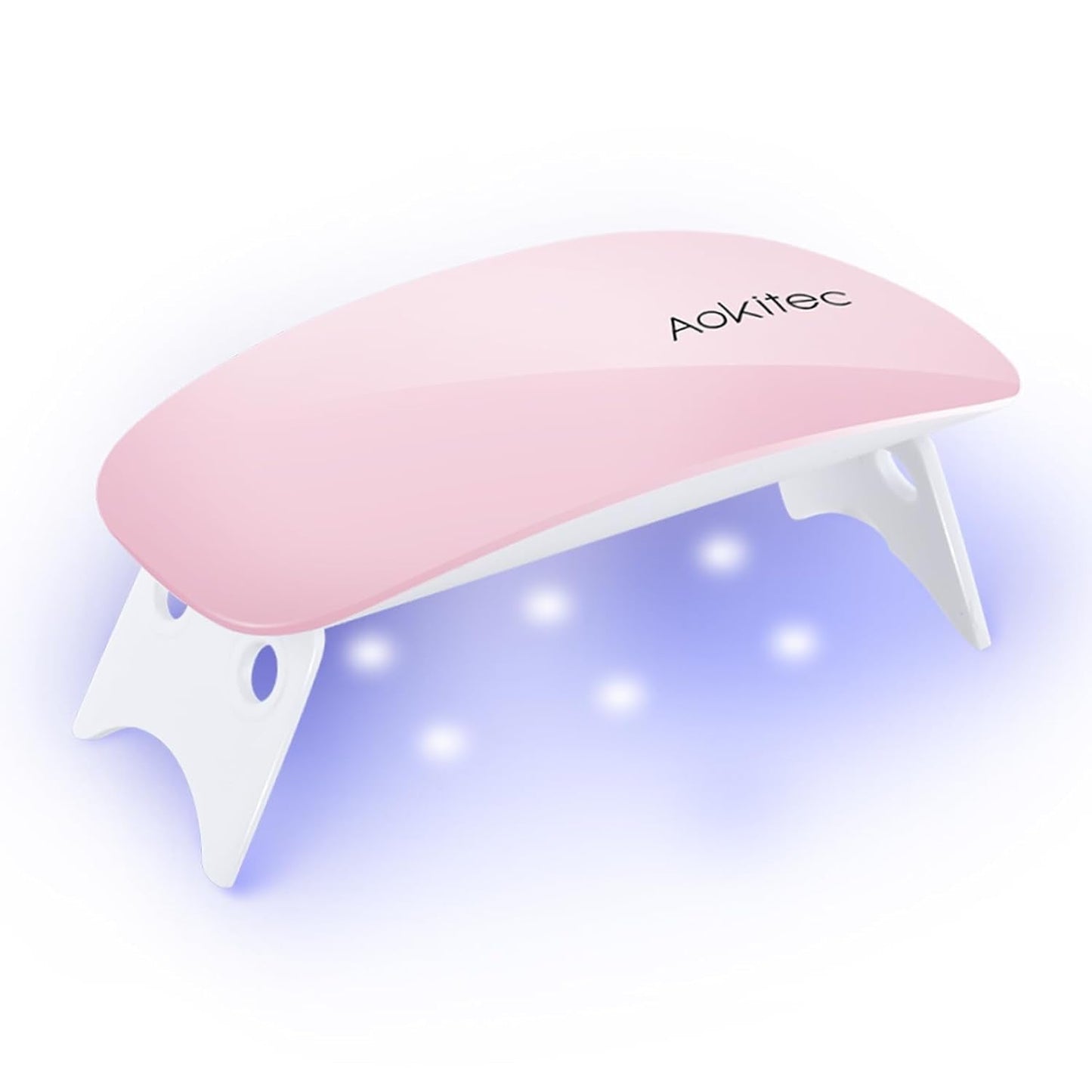 Aokitec Mini LED UV lampa, UV lampa na gelové nehty, přenosný sušák na nehty pro všechny druhy gelových laků na nehty, nástroj pro vytvrzování tvaru myši, kompaktní, lehký s USB kabelem (bílý)