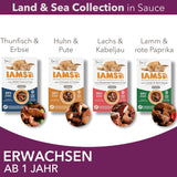 Mokré krmivo pro kočky IAMS Delights Land & Sea Collection - vícenásobné balení masa a ryb v omáčce, mokré krmivo pro kočky od 1 roku, 12 x 85 g