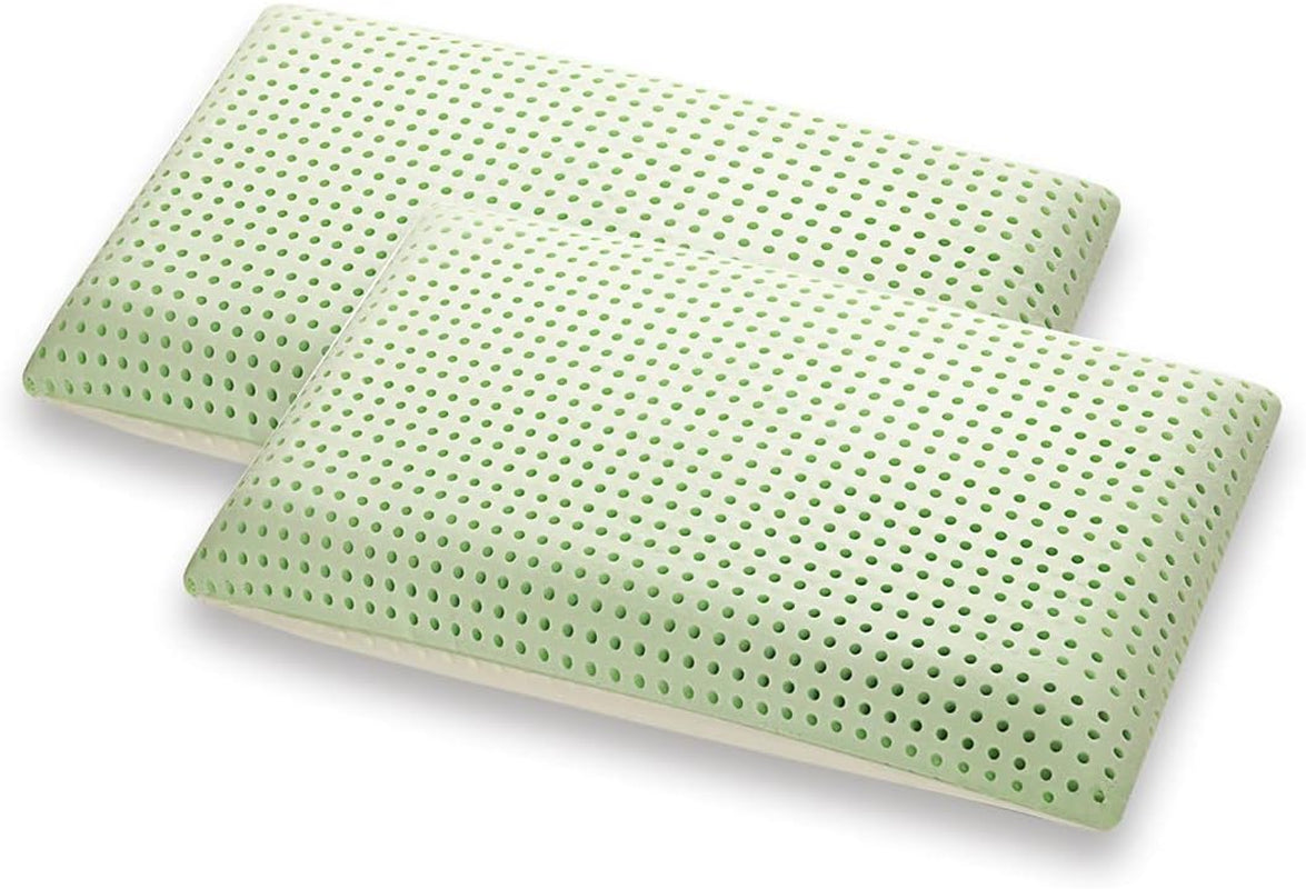 Ortopedický polštář na podporu krku - organické aloe - aloe vera viskoelastický polštář 14cm výška 100% bavlna potah Visco polštář - polštář z paměťové pěny - vyrobeno v Itálii Standardní polštáře Naty Shop 2 kusy (1 balení)