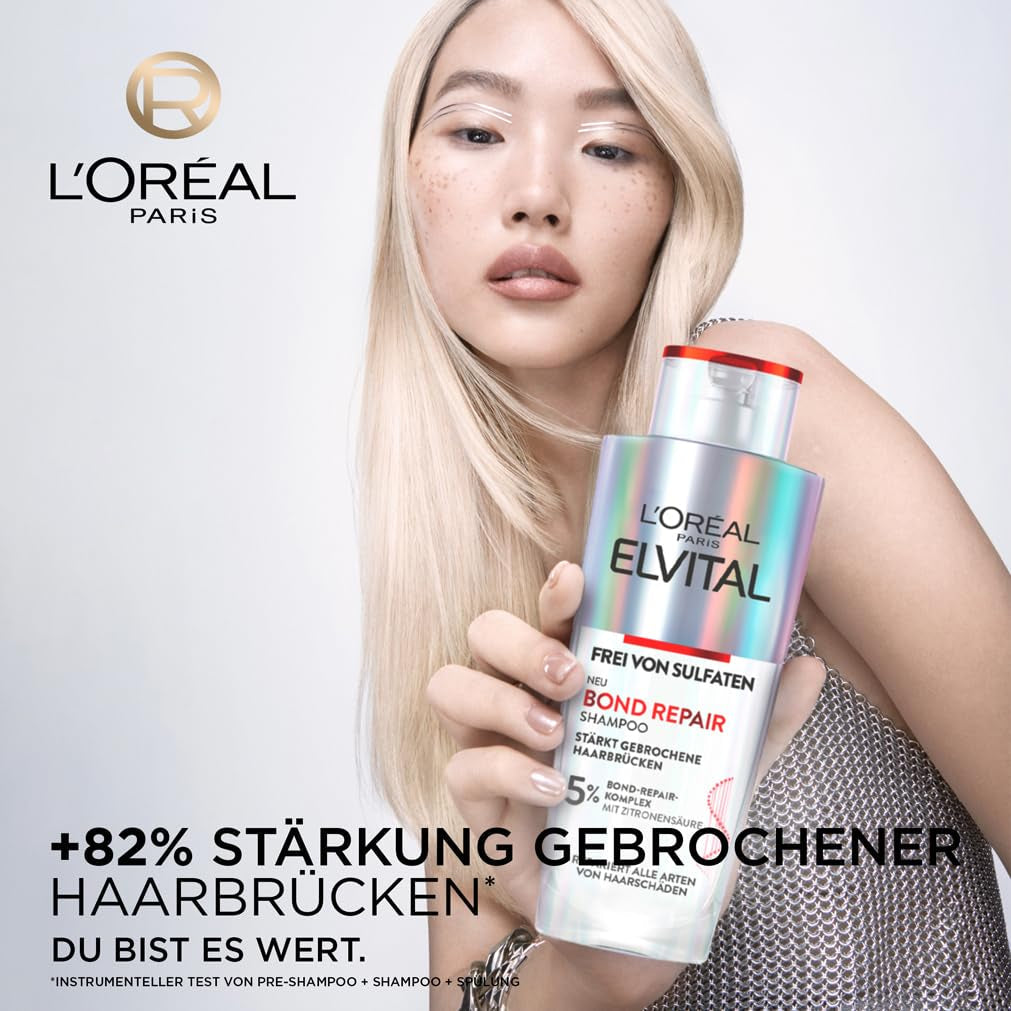L'Oréal Paris Elvital Bond Repair Shampoo, Jemný čisticí prostředek pro obnovu vlasů L'Oréal sprchový kout a koupel