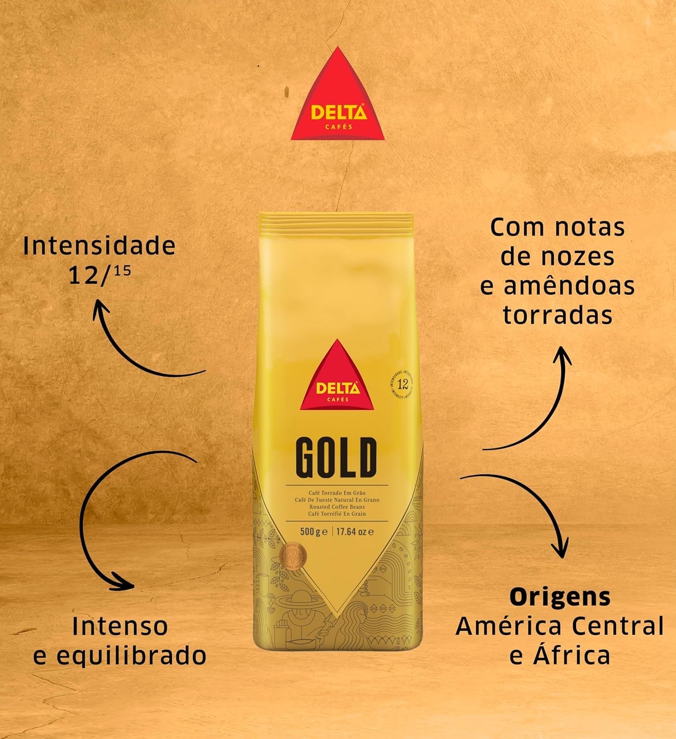 Zrnková káva Delta, balení Gold, 500 g