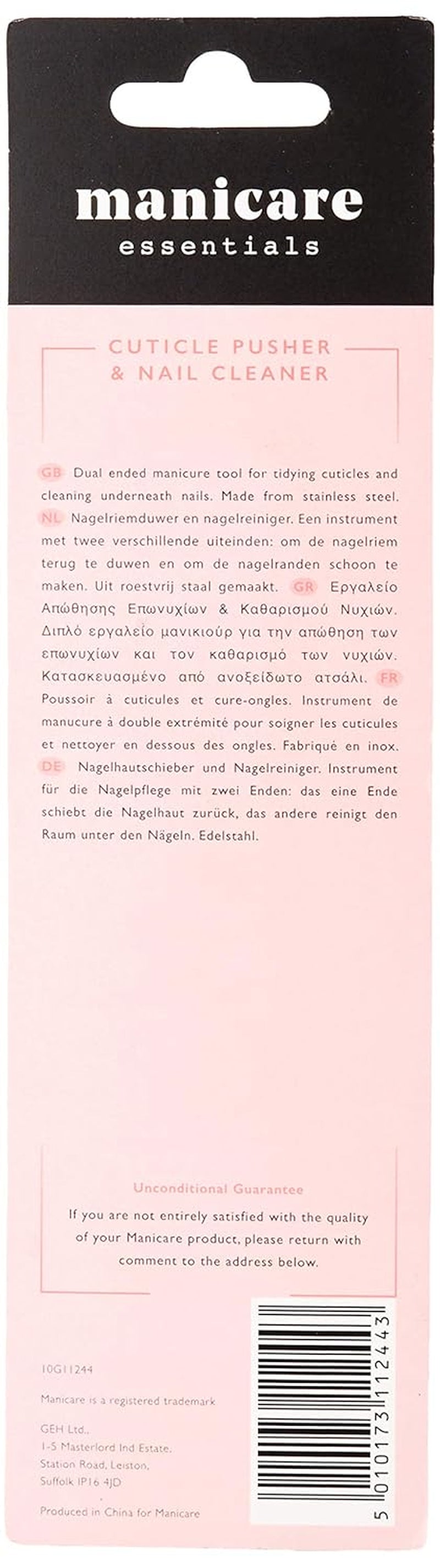 Zatlačovač nehtové kůžičky a čistič nehtů, profesionální nástroj na manikúru/pedikúru, dvouhlavá nerezová ocel, ideální pro zarostlou kůžičku, čistí pod/kolem nehtu, odstraňuje lak na nehty